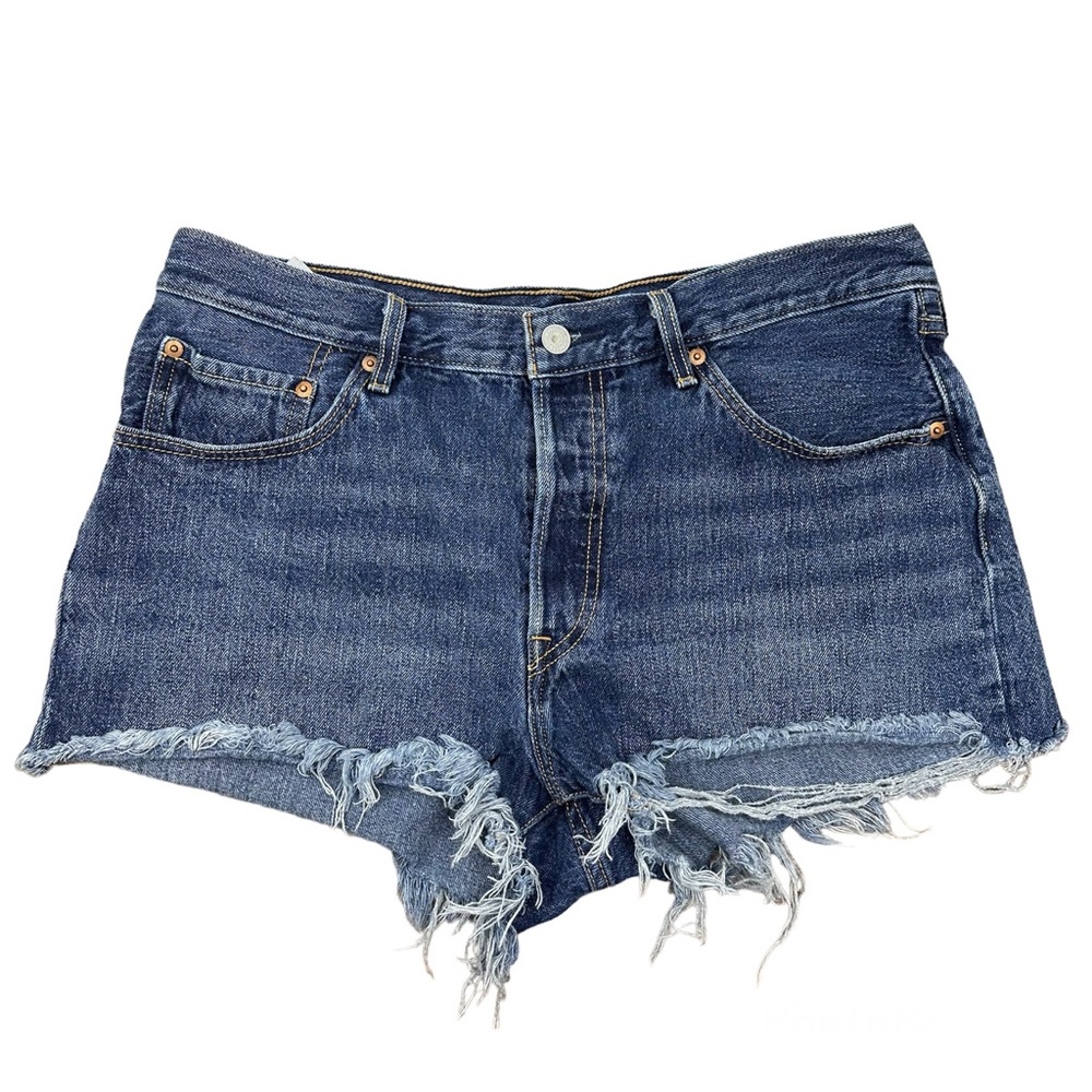 Levi’s 501 Vintage Style Button Fly Raw Hem Shorts - Picture 2 of 6